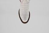 Exotic Caiman Hornback - White - Round Toe