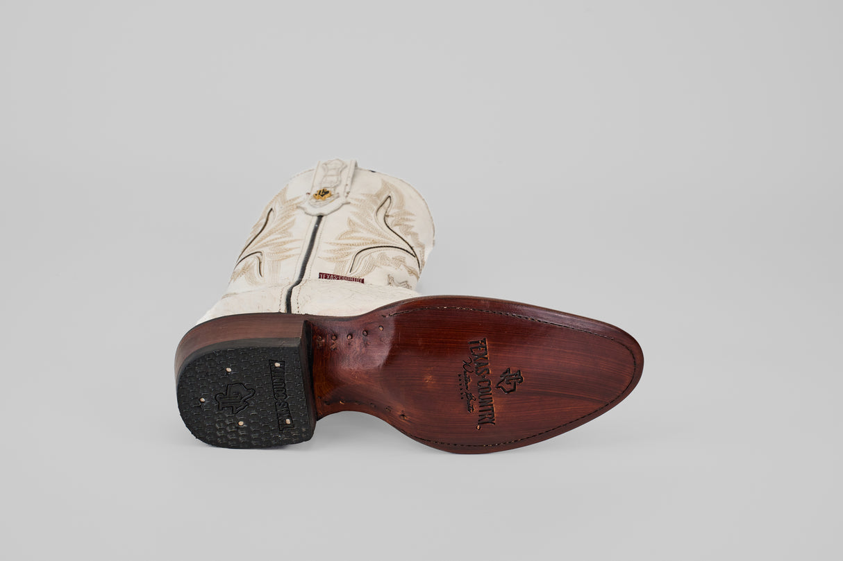 Exotic Caiman Hornback - White - Round Toe