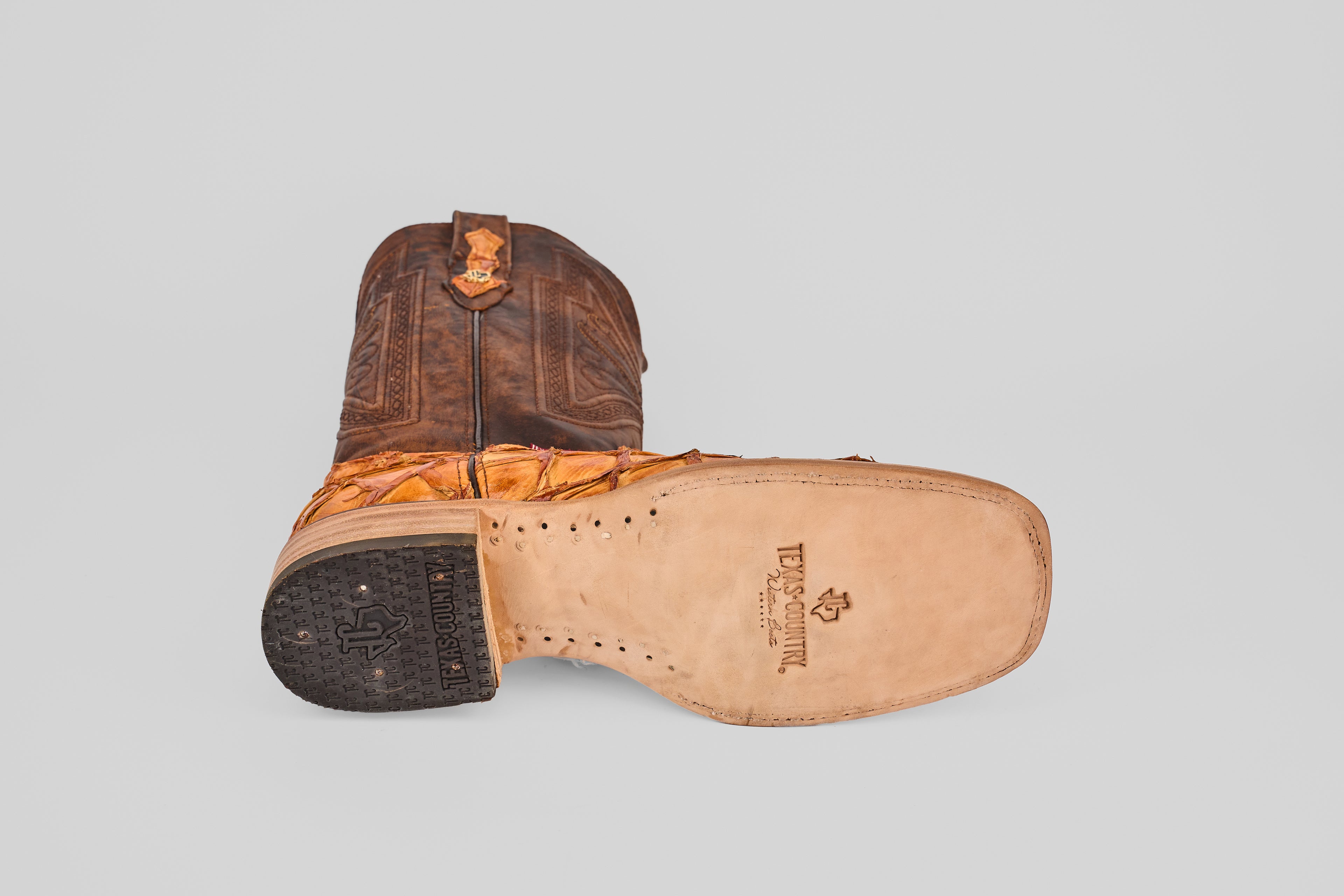 Connor Pirarucu Fish Boots - Brandy - Square Toe (PZ60)