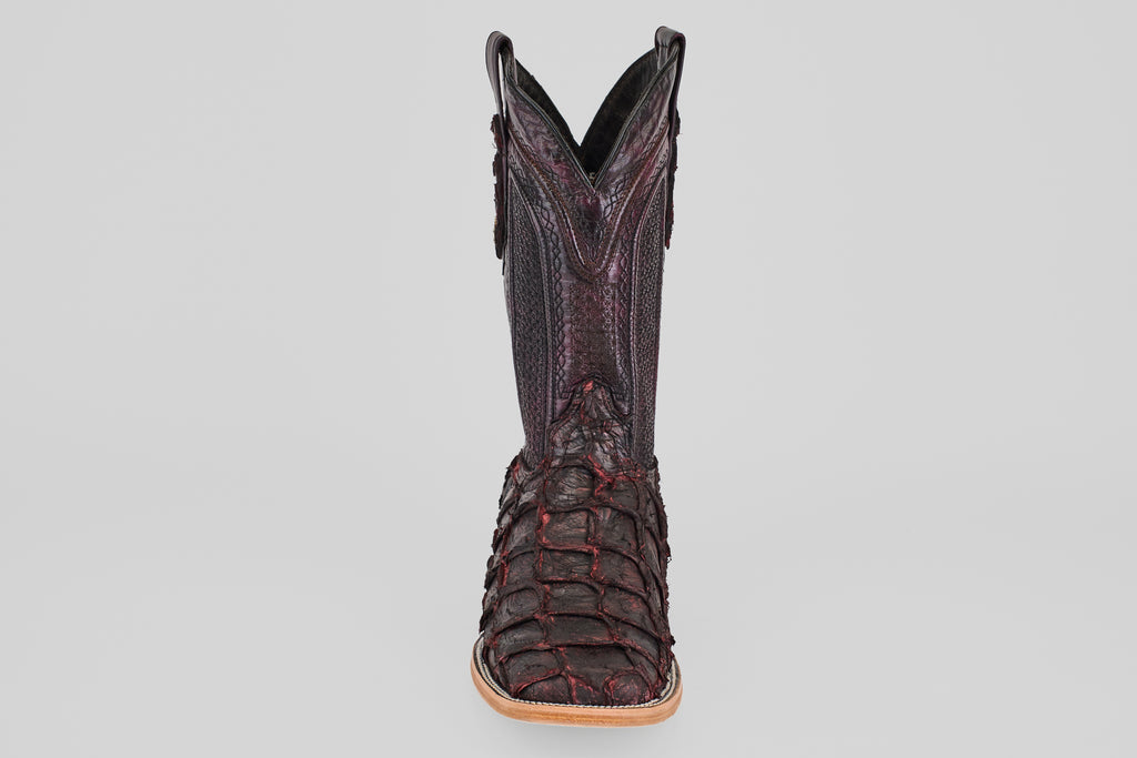 Connor Pirarucu Fish Boots - Matte Black Cherry - Square Toe (PZ60)