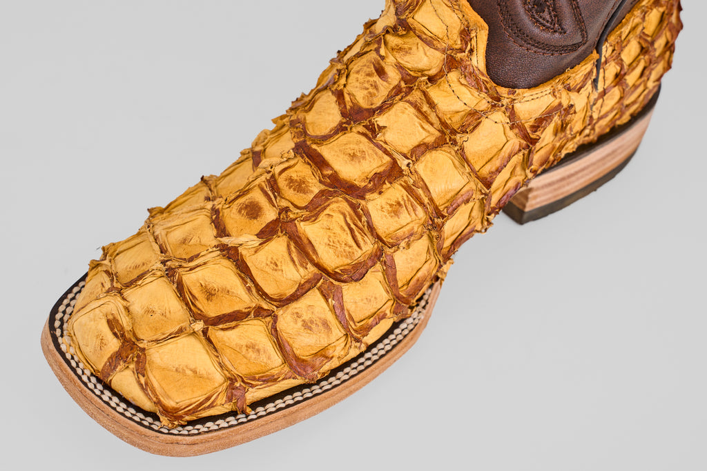 Connor Pirarucu Fish Boots - Canary - Square Toe (PZ60)