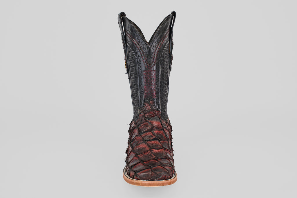Connor Pirarucu Fish Boots - Red - Square Toe (PZ60)