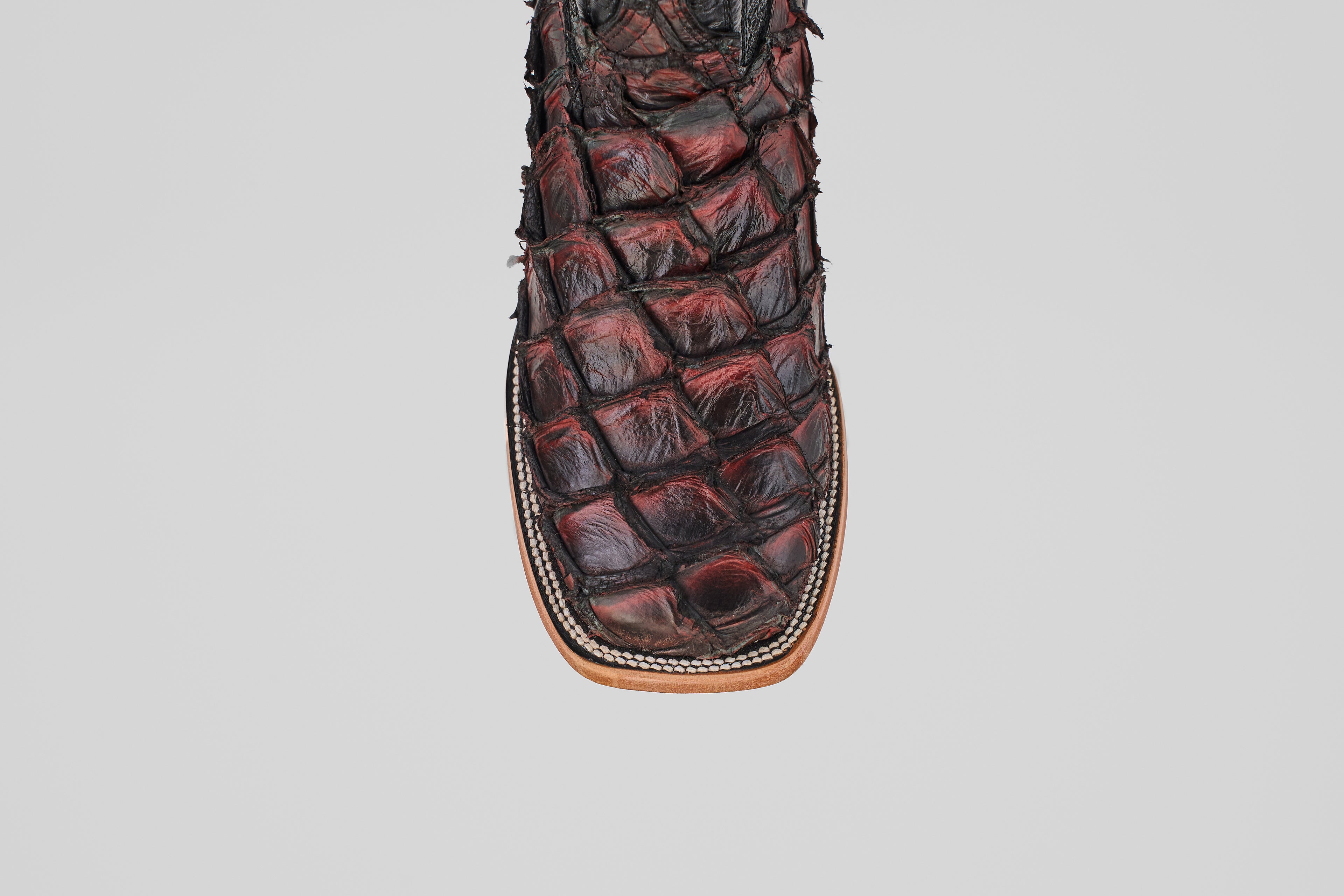 Connor Pirarucu Fish Boots - Red - Square Toe (PZ60)