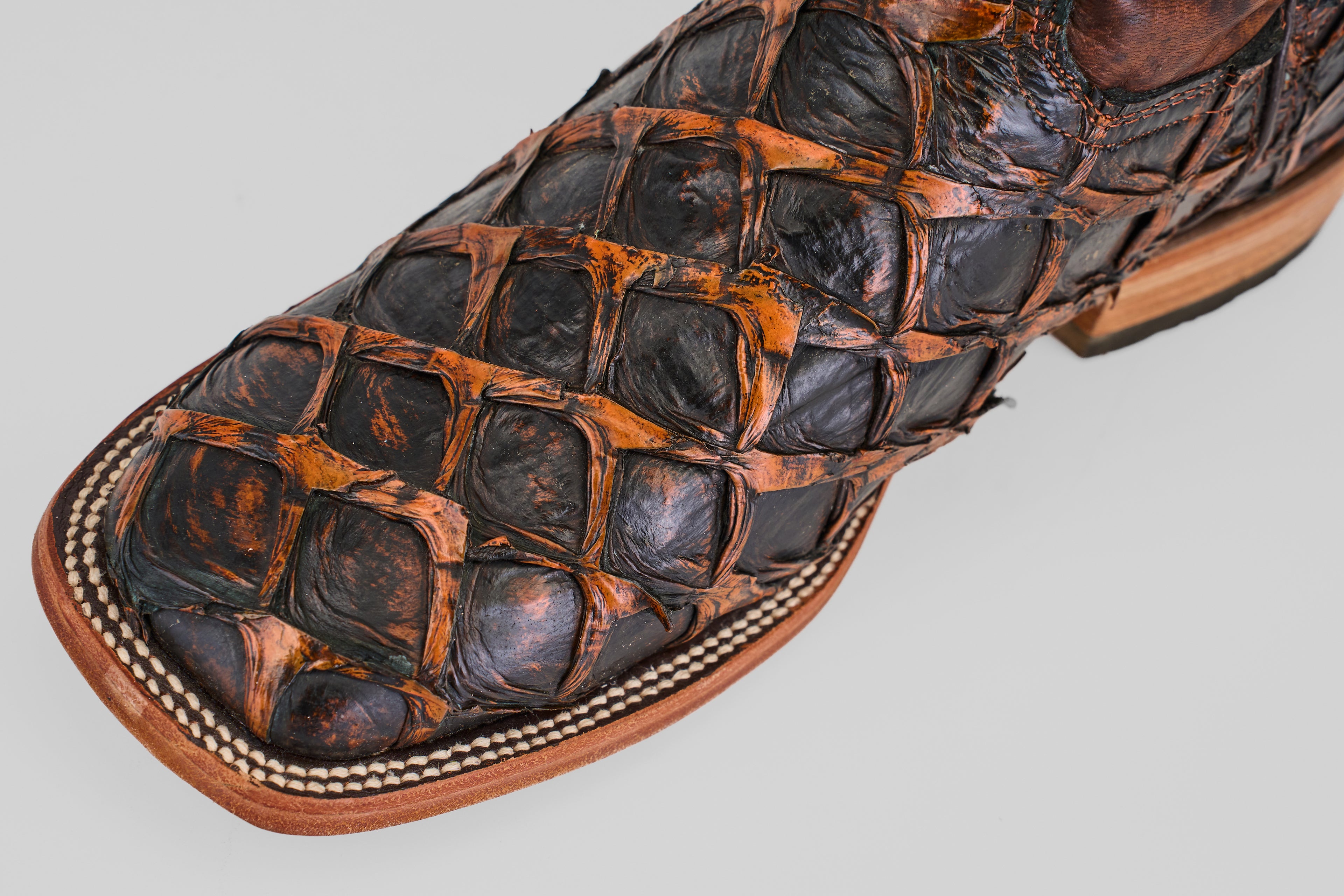 Connor Pirarucu Fish Boots - Rustic Cognac - Square Toe (PZ60)