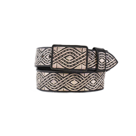 The Artisanal Handmade Silver Belt Crossed is a stylish accessory featuring an intricate woven pattern with intersecting loops and diamond shapes in light and dark shades, creating a detailed, textured look. It offers an elegant style enhanced by luxury artisanal craftsmanship.