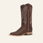Lizard Cowboy Boots - Brown Embossed Leather - Square Toe (E949)