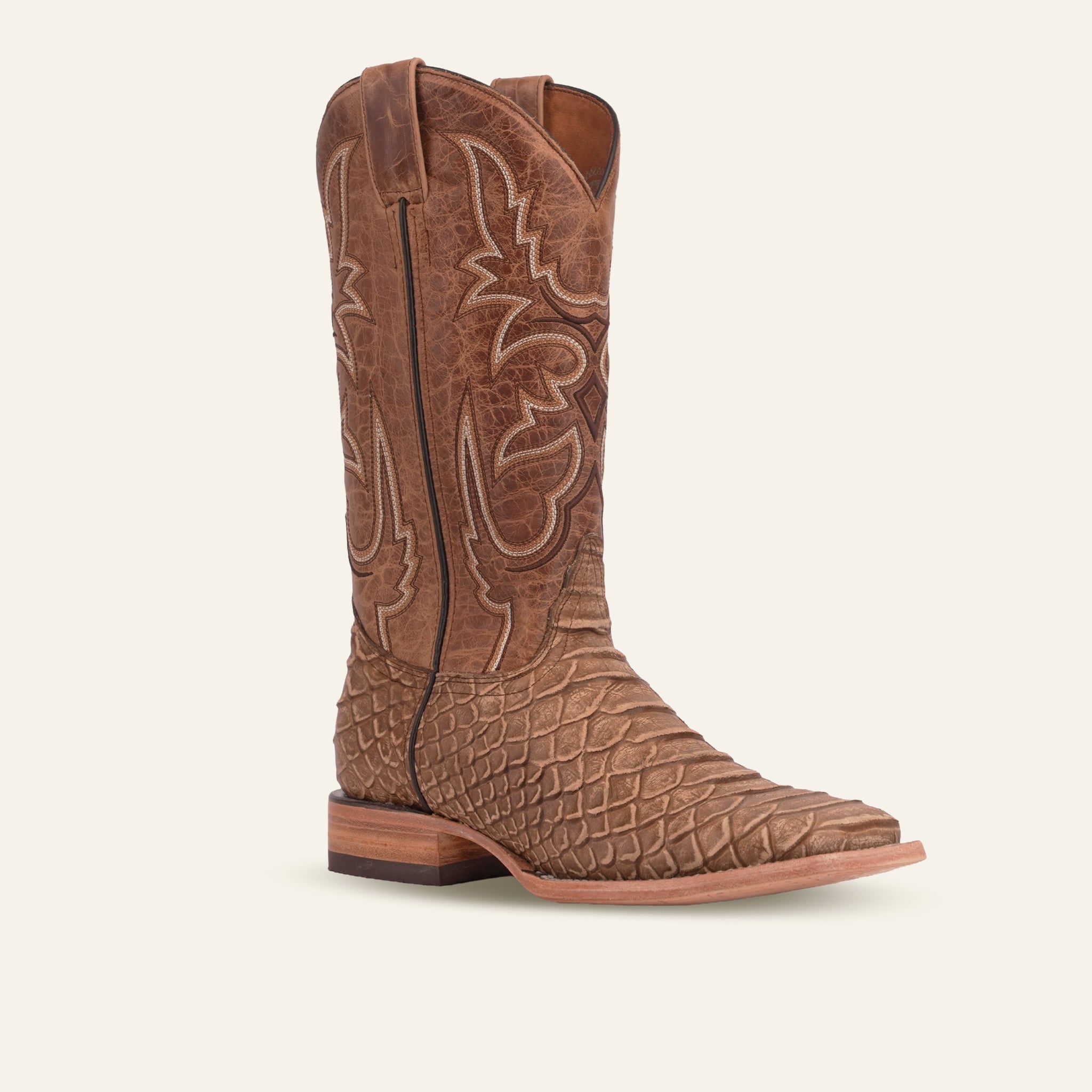 Jumbo Python Chocolate Boots - Embossed Leather - Square Toe (E681-26)