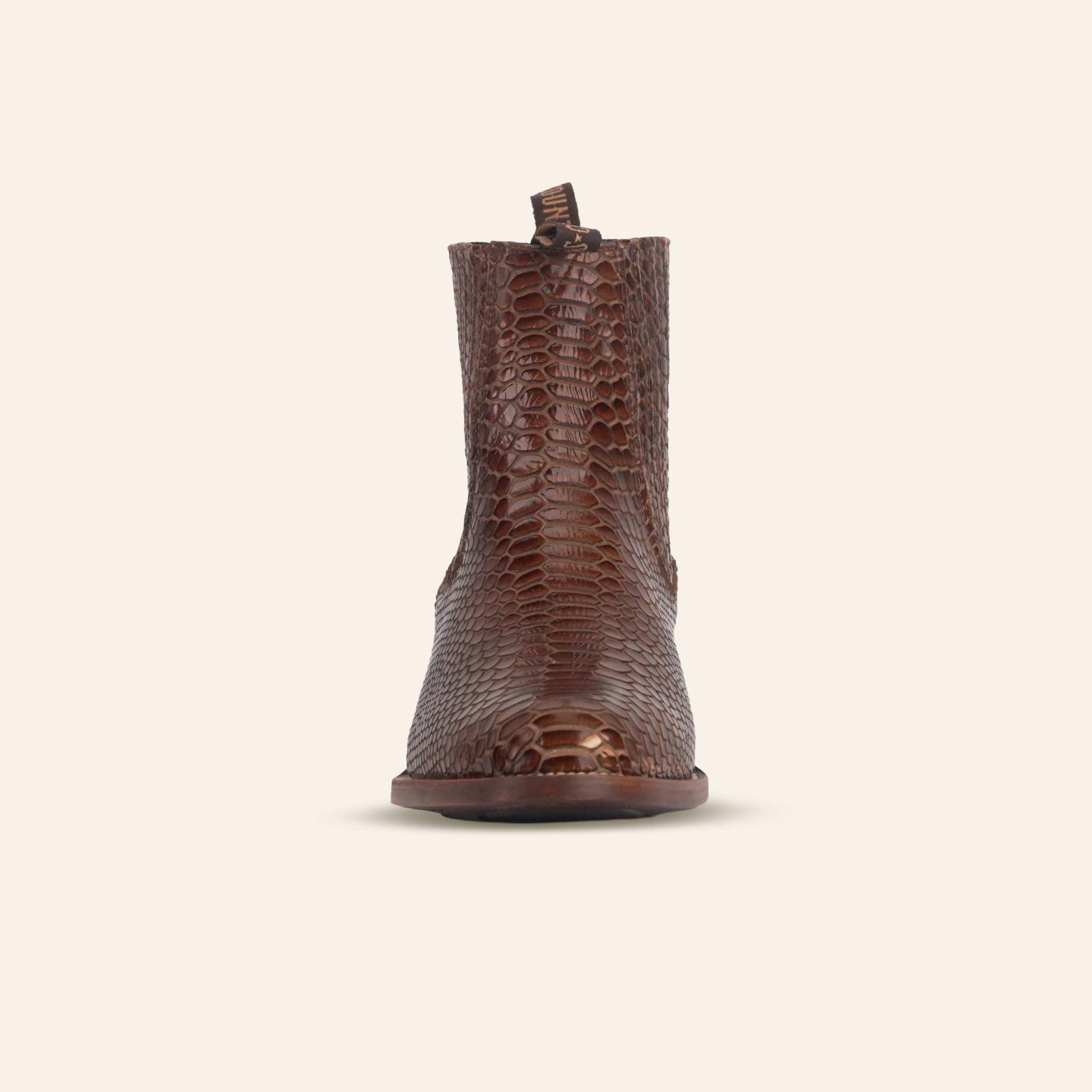 Snake Ankle Boots - Brown Embossed Leather - Rodeo Toe (E946)