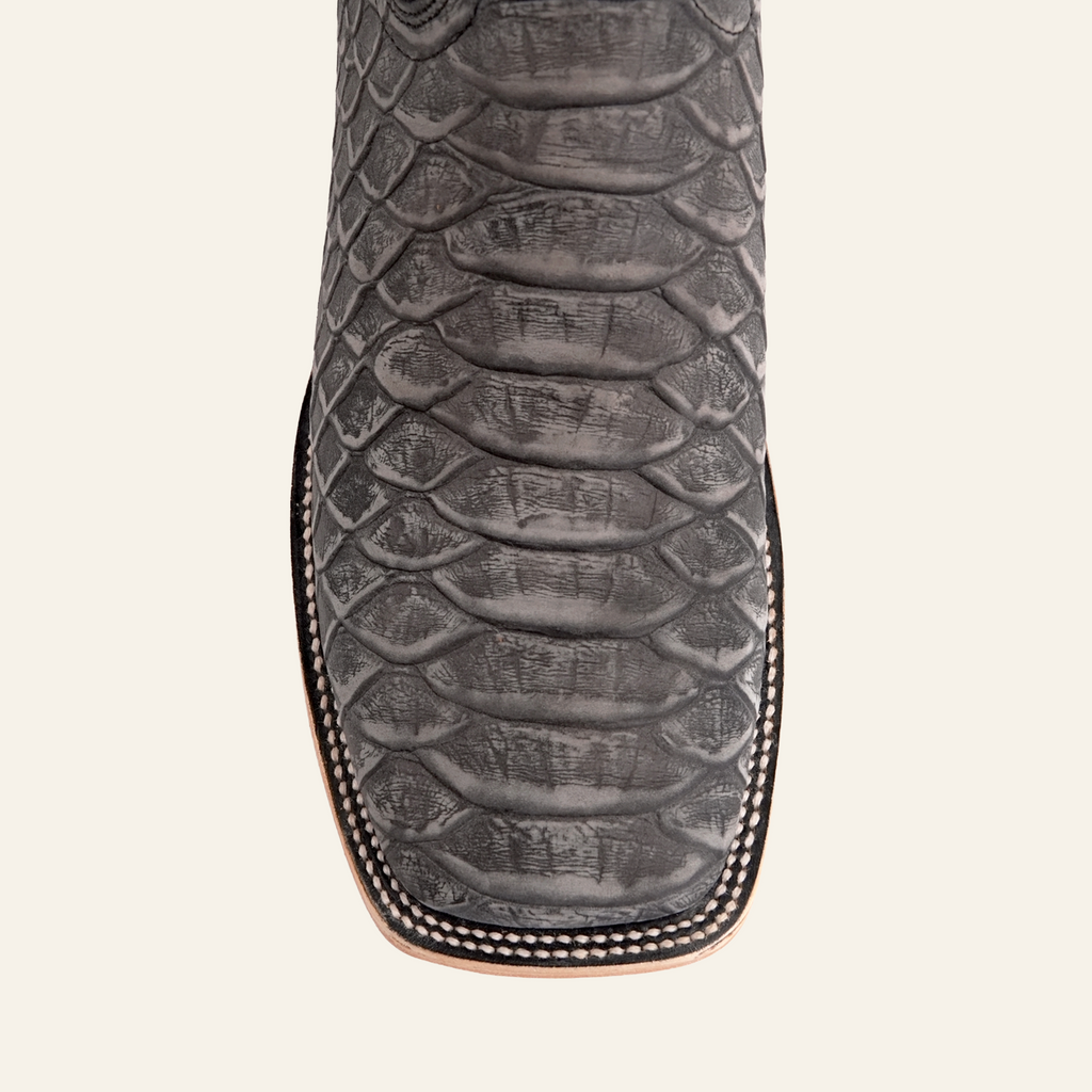 Jumbo Python Boots - Gray Embossed Leather - Square Toe (E943)