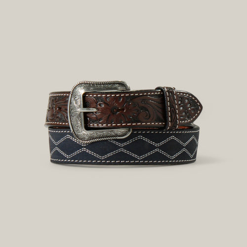 3D Western Belt Mens Leather Boot Stitch Navy Blue - D100017903