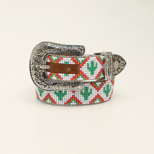 Angel Ranch Western Girl Belt Youth Cactus Beaded Multicolored - D130000297