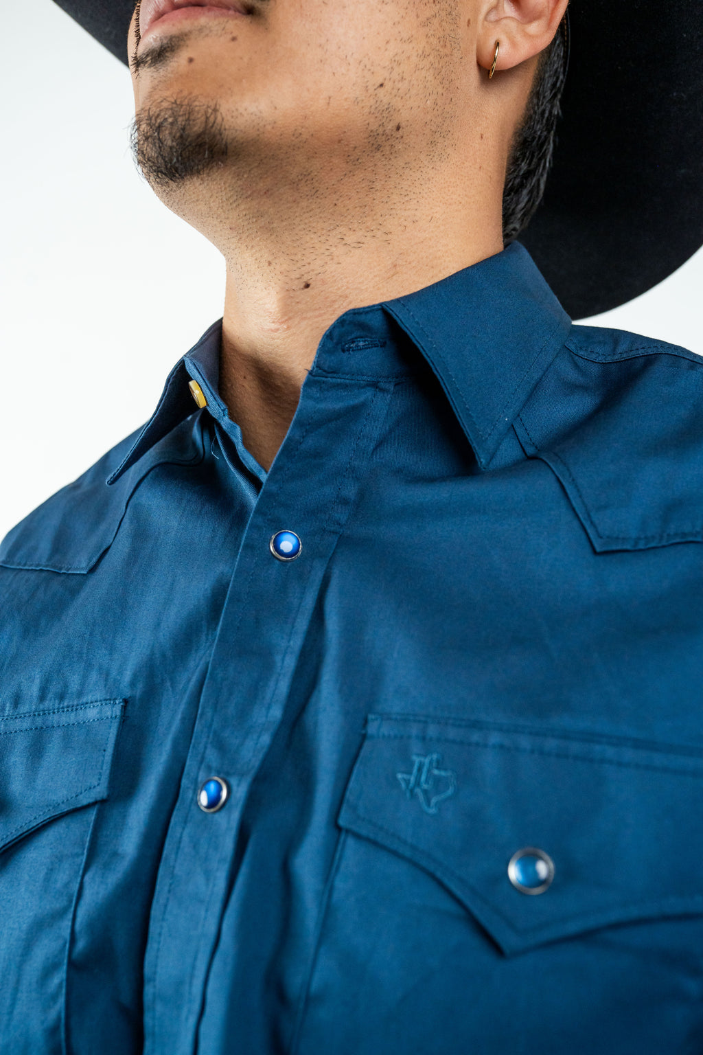 Texas Country - Solid Navy Blue Button-Down Long-Sleeve Shirt (AC110L/T)