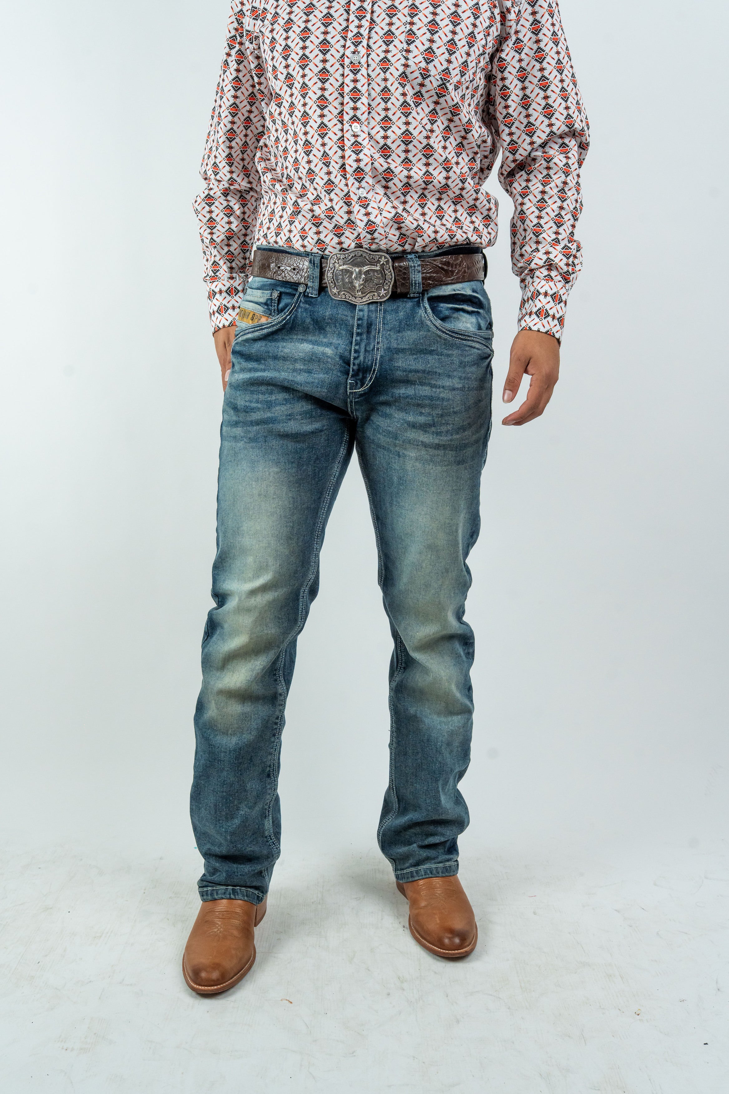 Rough Spur - Men's Dark Blue Boot Cut Denim Jeans (RS-007)