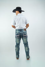 Rough Spur - Men's Boot Cut Light Wash Denim Jeans (RS-016)