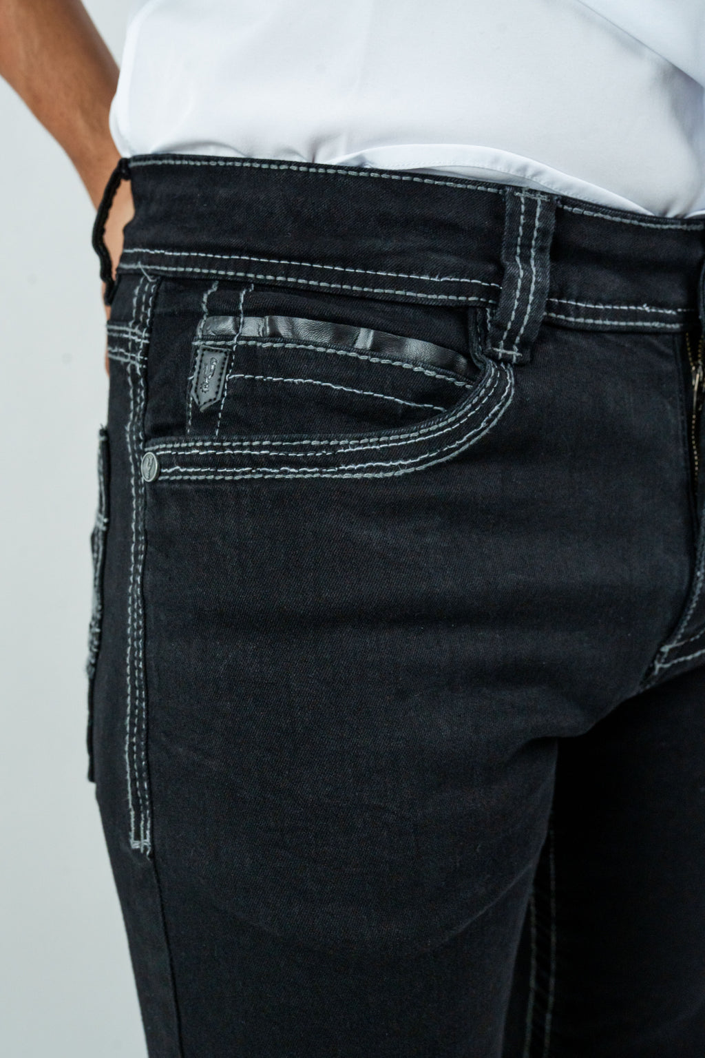Rough Spur - Men's Boot Cut Black Denim Jeans (RS-008)