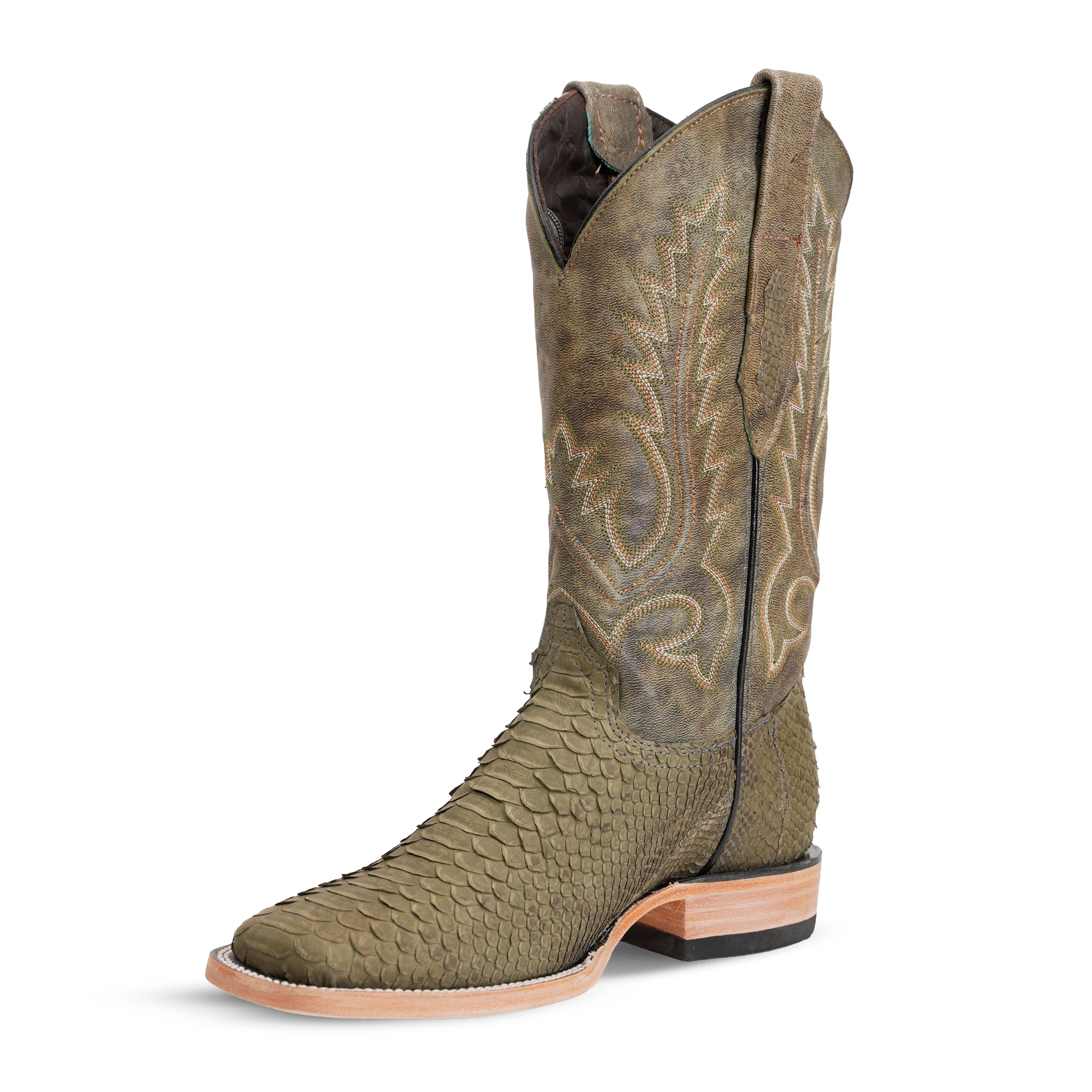Tanner Python Boots - Agave - Square Toe (PN30)