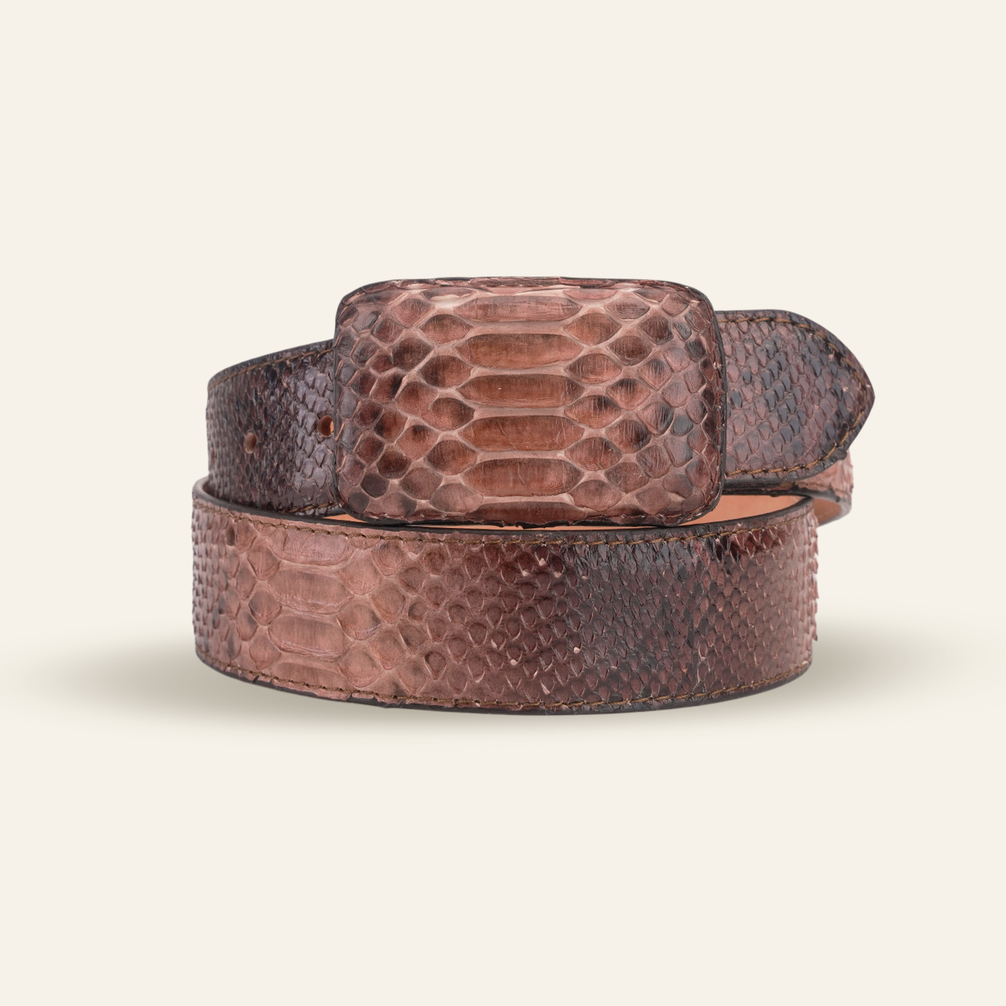 Exotic Full Quilt Python Belt - Two-Tone Brown (C-001)