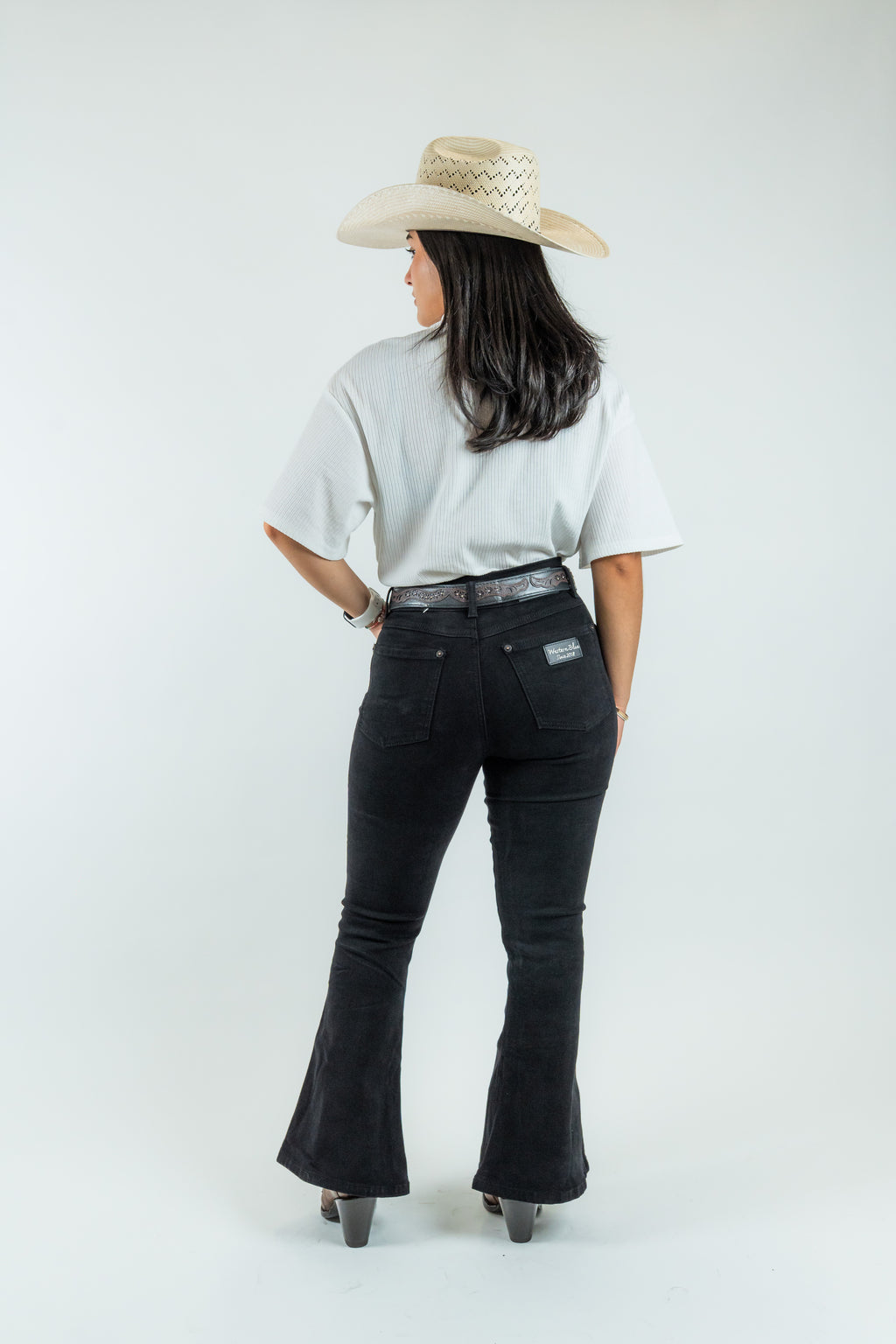 Western Blue - Women's High-Rise Flare Dark Denim Jeans (W2372-PB)