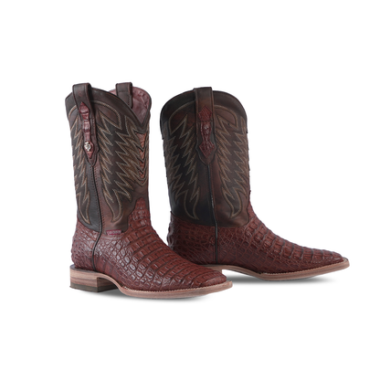 Texas Country Exotic Boot Lomo Caiman Brandy Square Toe LM10