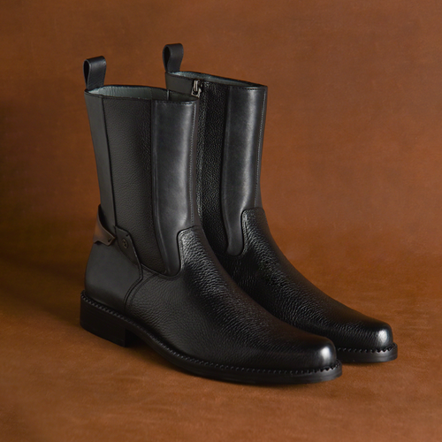 Black Deer Zipper - Round Toe