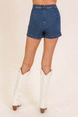 High Waisted Stretchy Denim Skort