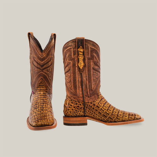 Exotic Caiman Horn Back - Antique - Square Toe