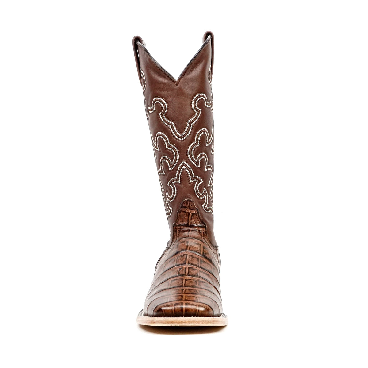 Alligator Belly Choco Cowboy Boots - Embossed Leather - Square Toe (E423) - Gomez Western Wear