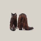 Austin Frills Dark Chocolate Booties - J Toe - Gomez Western Wear