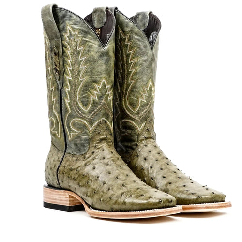 Austin Ostrich Boots - Agave - Square Toe (AV20) - Gomez Western Wear