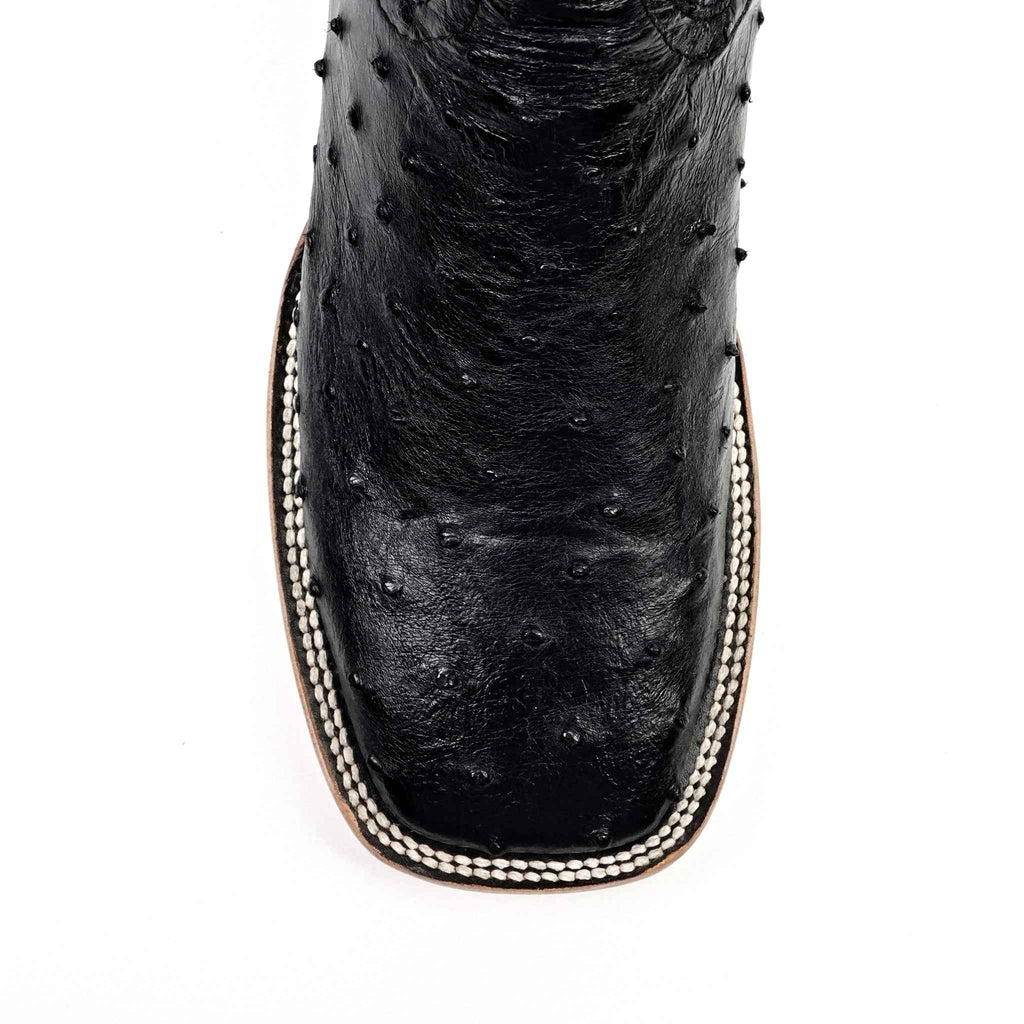 Austin Ostrich Boots - Black - Square Toe (AV20) - Gomez Western Wear