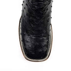 Austin Ostrich Boots - Black - Square Toe (AV20) - Gomez Western Wear