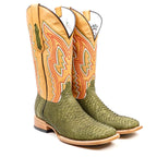 Braxton Python Boots - Olive - Square Toe - Gomez Western Wear