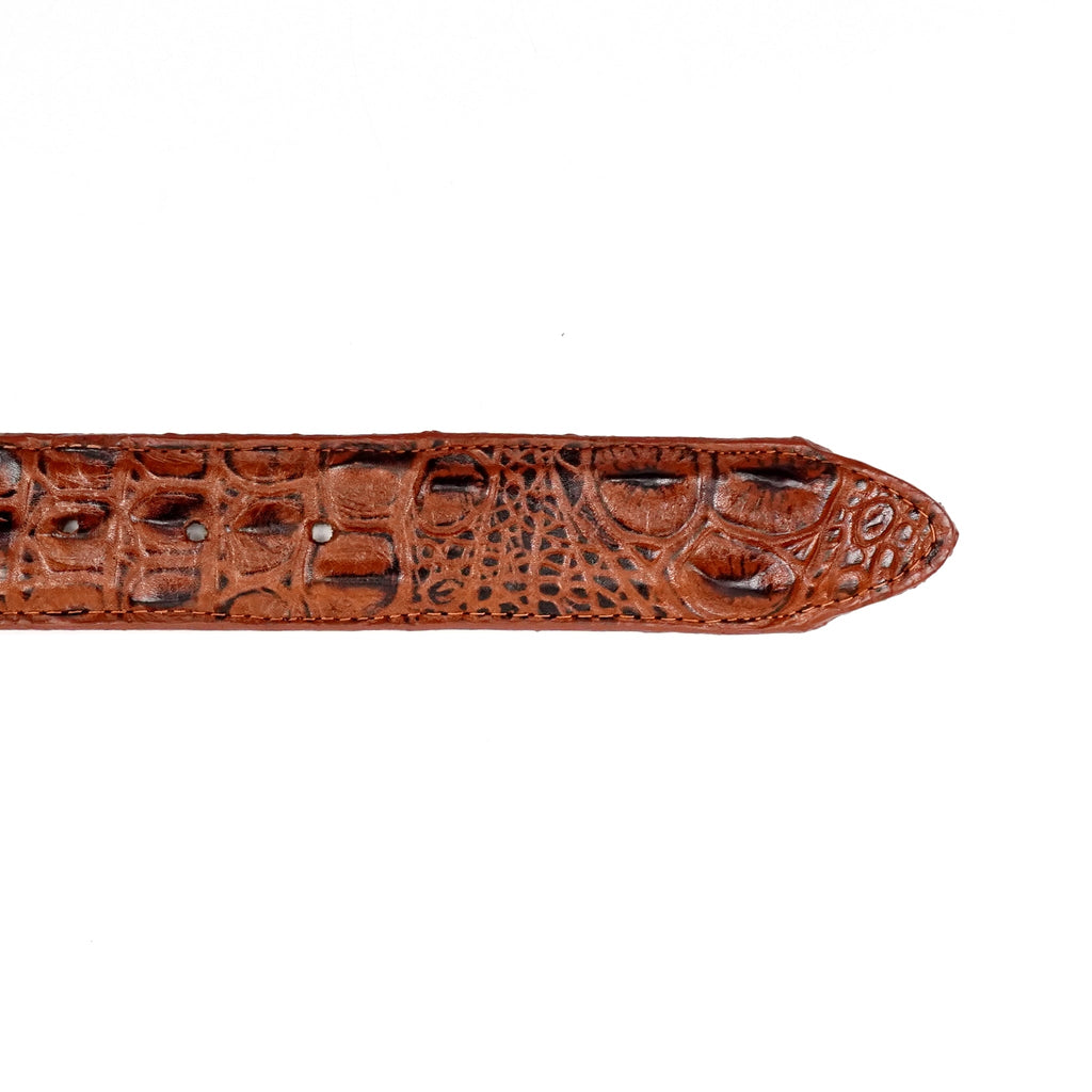 Caiman Cognac Belt - Embossed Leather (C-IMI) - Gomez Western Wear