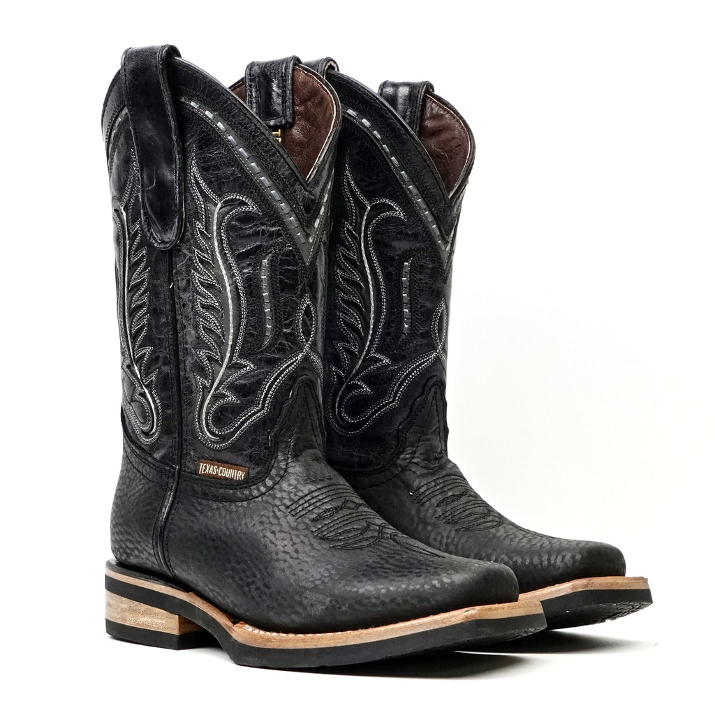 Cheyenne Black Leather Boots (Youth) - Slip-Resistant Sole - Rodeo Toe (E28) - Gomez Western Wear