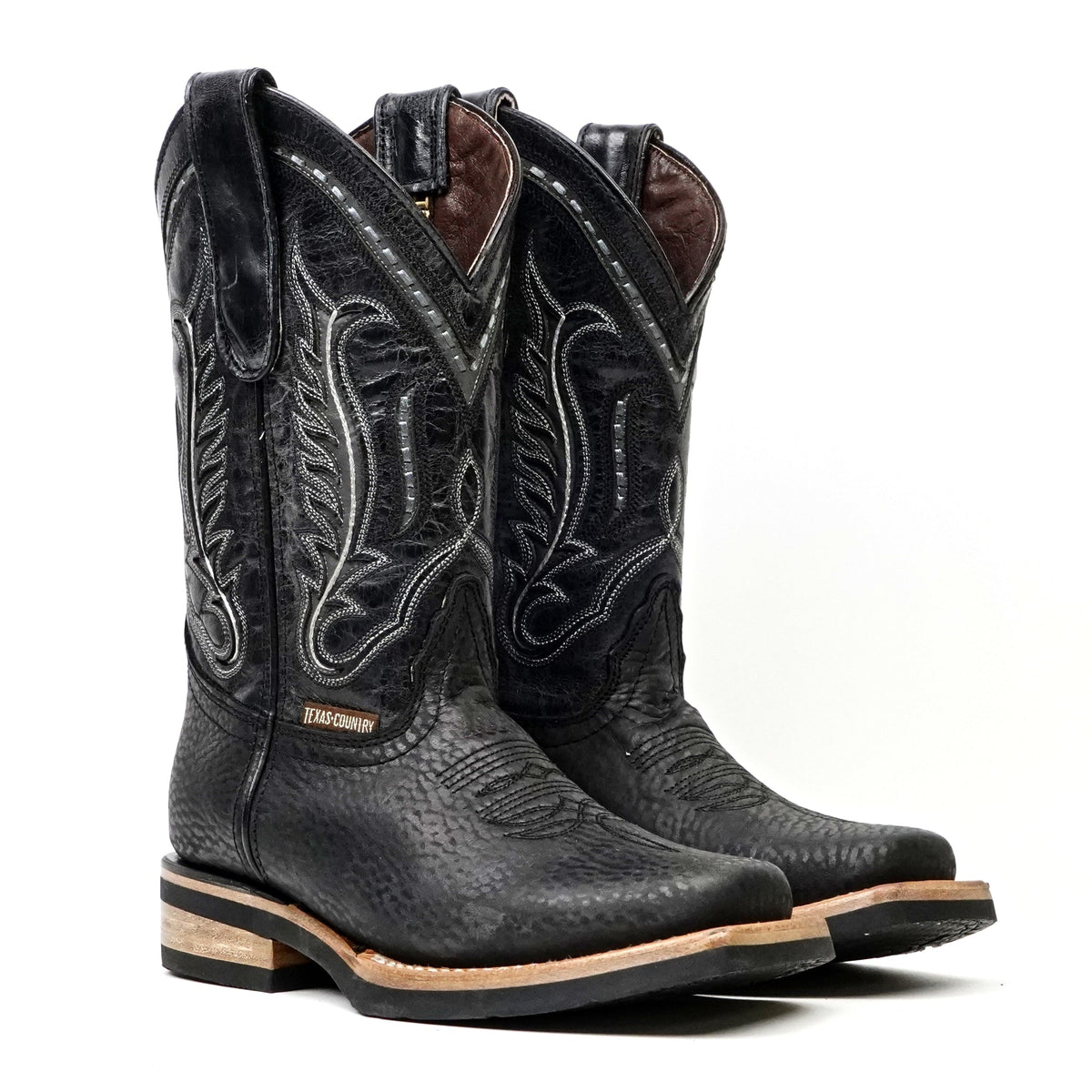 Cheyenne Black Leather Boots (Youth) - Slip-Resistant Sole - Rodeo Toe (E28) - Gomez Western Wear