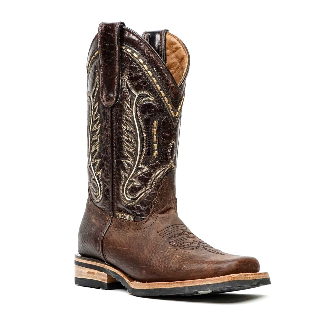 Cheyenne Choco Leather Boots (Youth) - Slip-Resistant Sole - Rodeo Toe (E28) - Gomez Western Wear