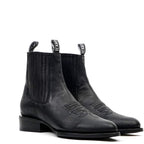 Clayton Black Leather Ankle Boots - Roper Toe (E964) - Gomez Western Wear