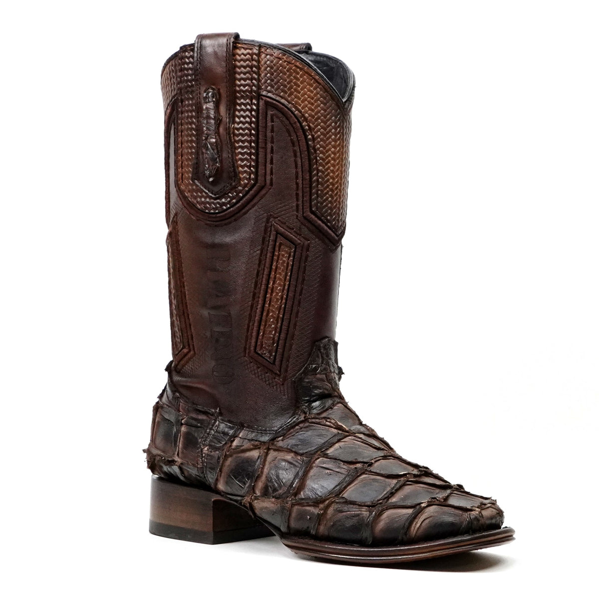 Connor Platinum Pirarucu Fish Boots - Tobacco - Square Toe - Gomez Western Wear