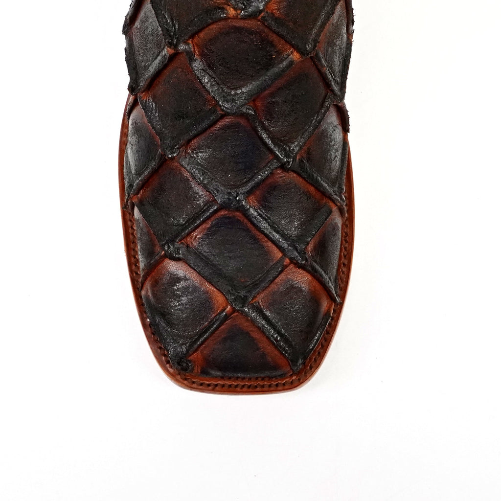 Copper Pirarucu Fish Boots - Embossed Leather - Square Toe (E962) - Gomez Western Wear