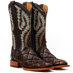 Copper Pirarucu Fish Boots - Embossed Leather - Square Toe (E962) - Gomez Western Wear