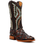 Copper Pirarucu Fish Boots - Embossed Leather - Square Toe (E962) - Gomez Western Wear