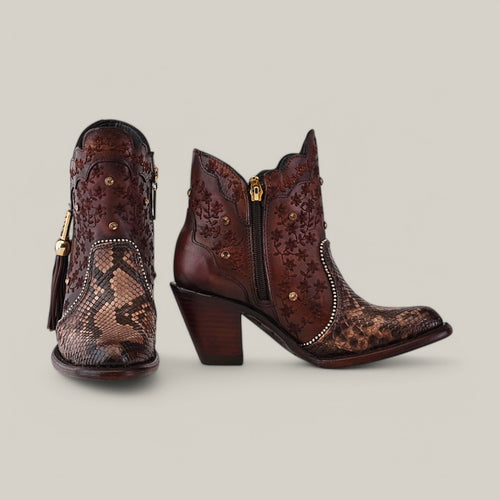 Ximena Bootie - Python Choco - Round Toe