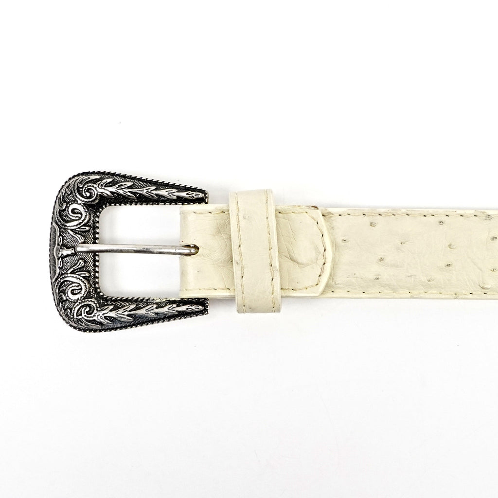 Exotic Full Quilt Ostrich Belt - Bone (C-028) - Gomez Western Wear