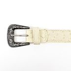 Exotic Full Quilt Ostrich Belt - Bone (C-028) - Gomez Western Wear