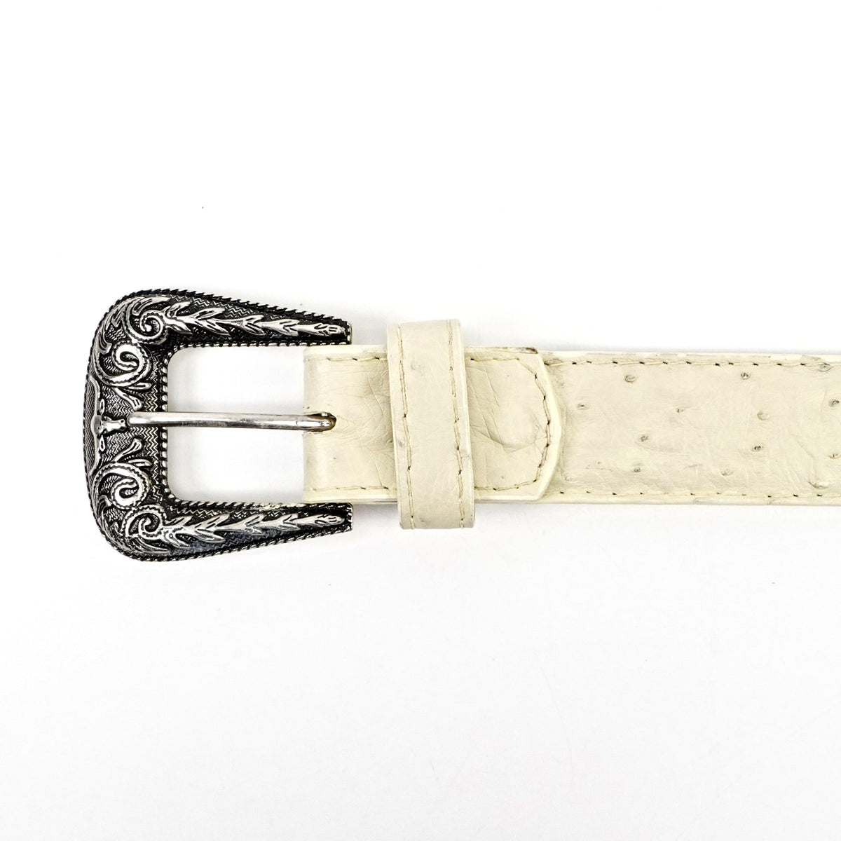 Exotic Full Quilt Ostrich Belt - Bone (C-028) - Gomez Western Wear
