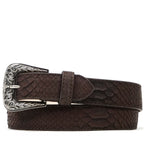 Exotic Full Quilt Python Belt - Matte Brown (C-028) - Gomez Western Wear