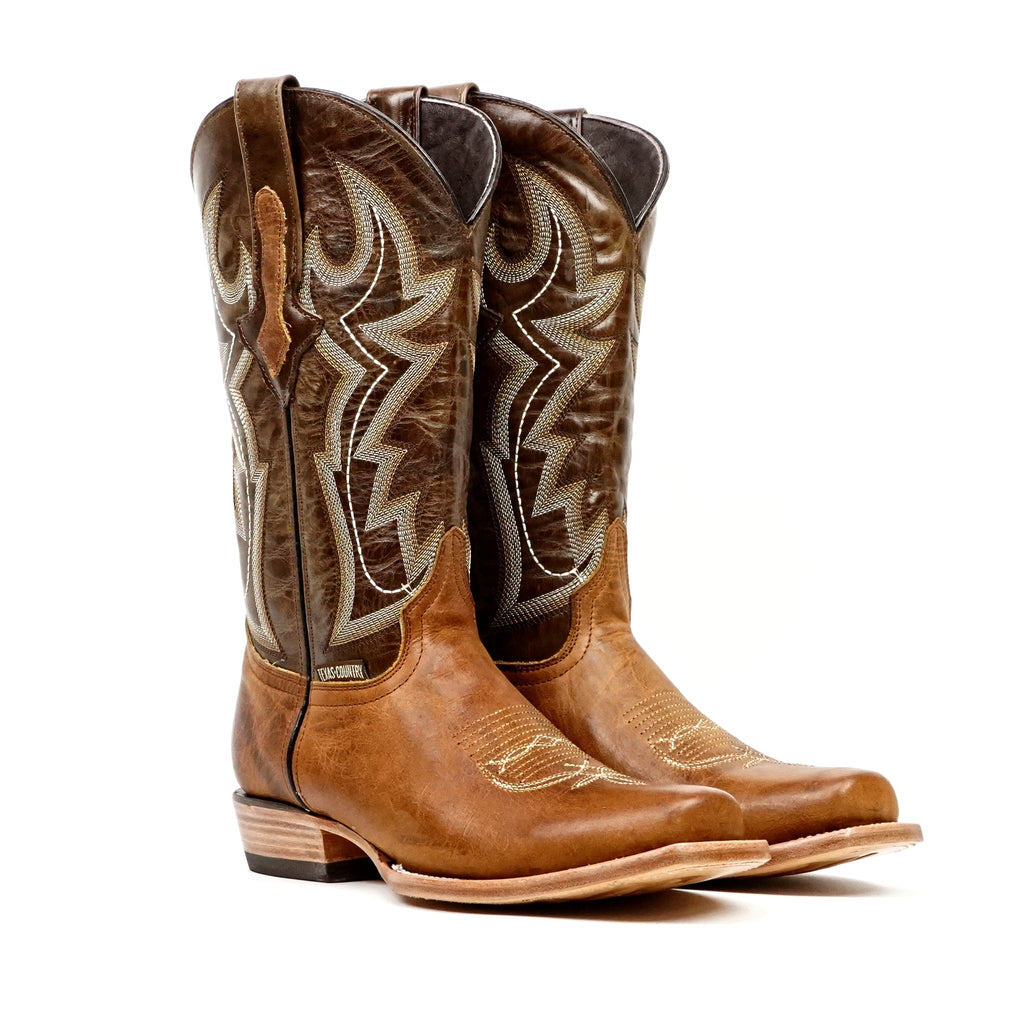 Fresno Tan Cowboy Boots - Narrow Square Toe (E906) - Gomez Western Wear