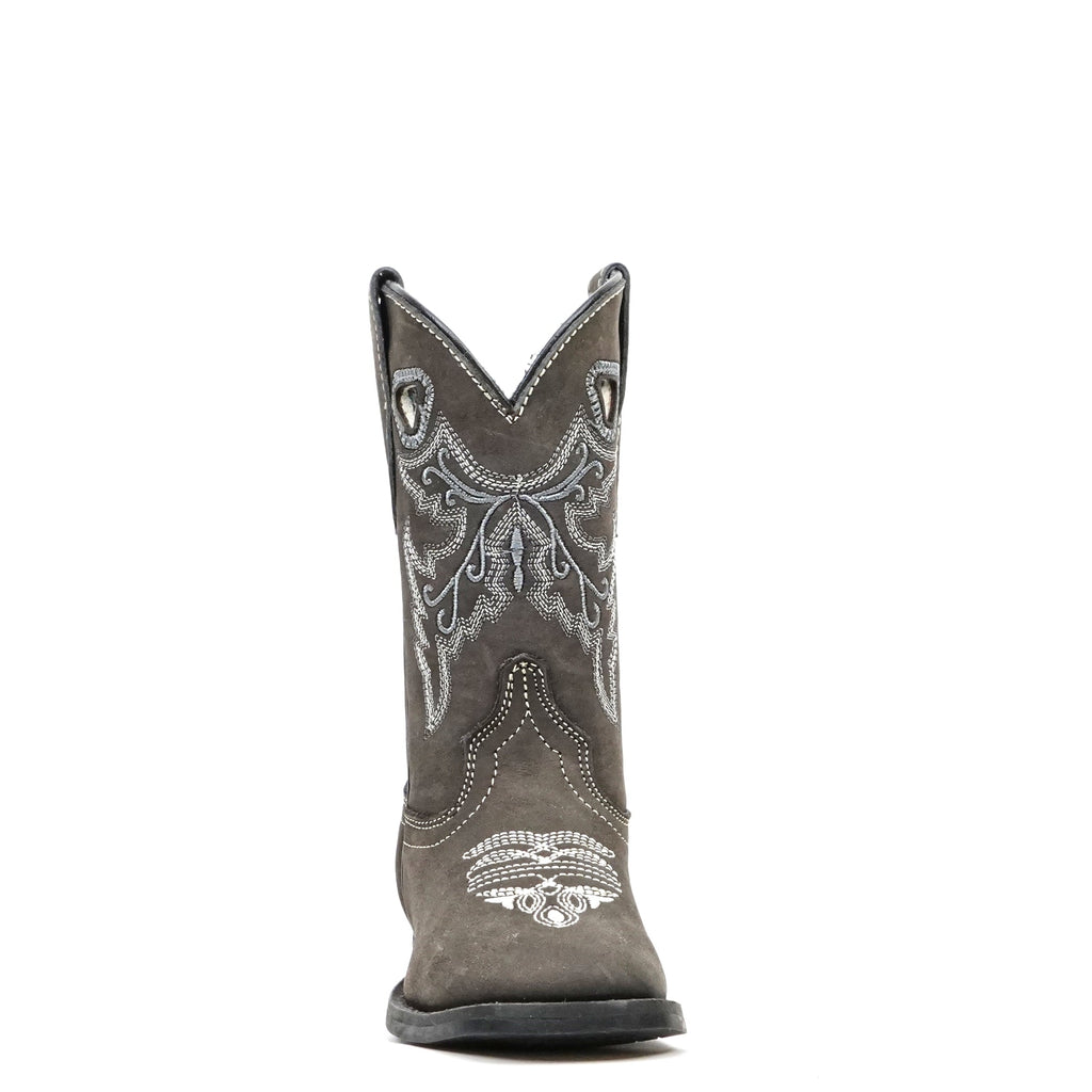 Gray Nubuck Girls Leather Boots - Slip-Resistant Soles - Square Toe - Gomez Western Wear