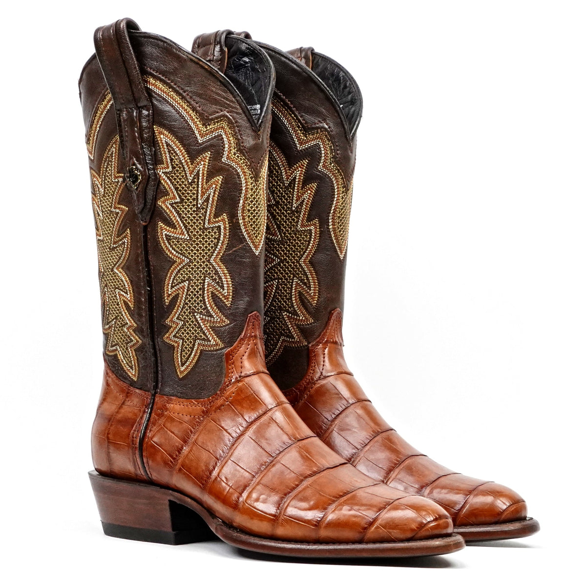 James Alligator Belly Boots - Cognac - Roper Toe - Gomez Western Wear