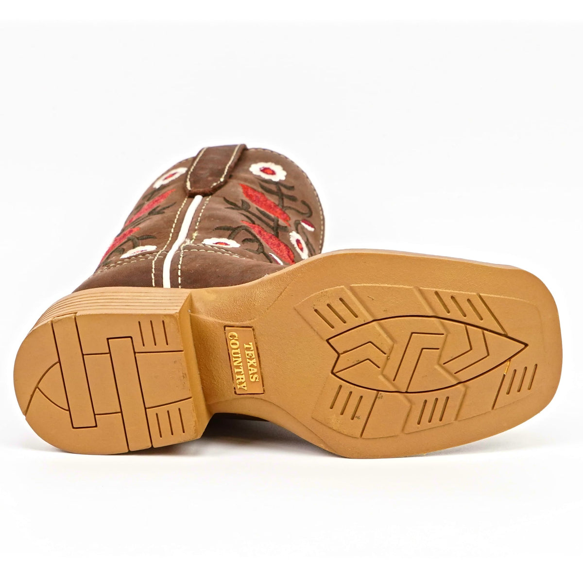 Kids Cowboy Boots - Brown Floral Shaft - Square Toe (TCK020) - Gomez Western Wear